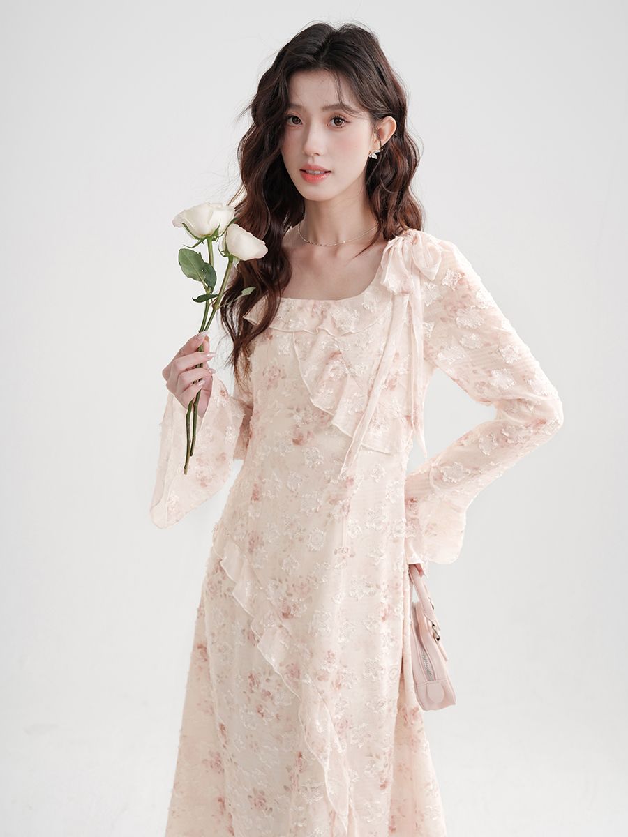 優しいスタイルピンククラッシュフローラルドレスフレアスリーブウエストロングドレスドレス スーツ パーティードレス ウェディングドレス キャバドレス 結婚式 ドレス 5,986円