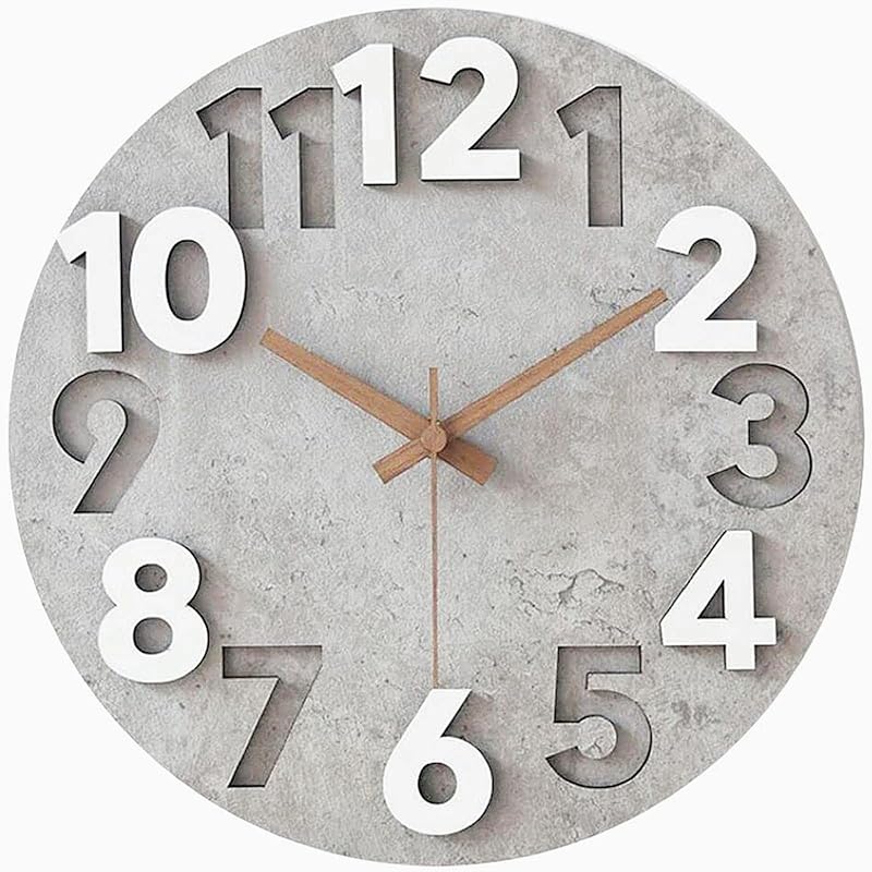 BOMU-TECHBOMU 壁掛け時計 北欧 おしゃれ 音がしない 3D立体数字 掛け時計 ウォールクロック クロックインテリア欧米風 静音 見やすい 立体数字 直径30cm 静音 非電波