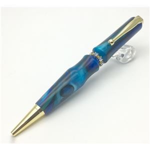 日本製 スワロフスキー ボールペン/文房具 (ブルー) クロスタイプ 芯：0.7mm 文具 オフィス用品 『Acrylic』