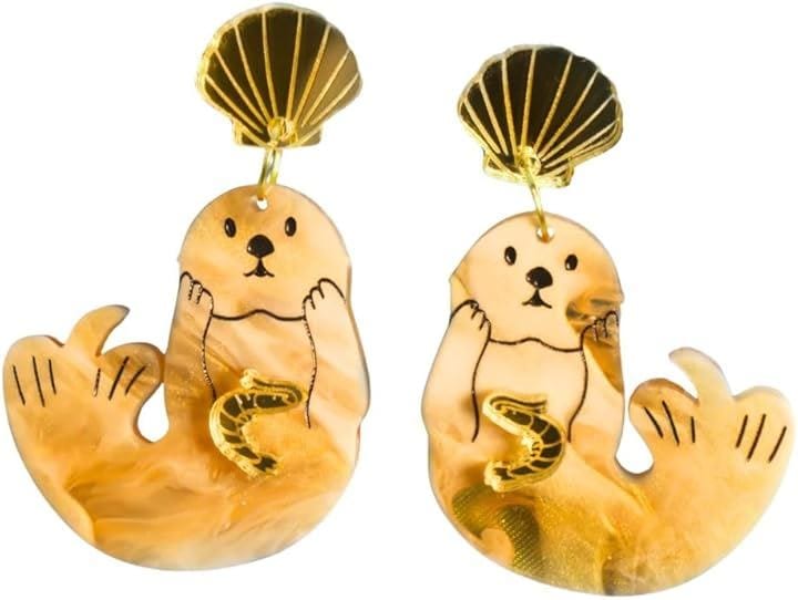 Sea Otter Shrimp Earrings ラッコ エビ ピアス セット オーストラリア メルボルン