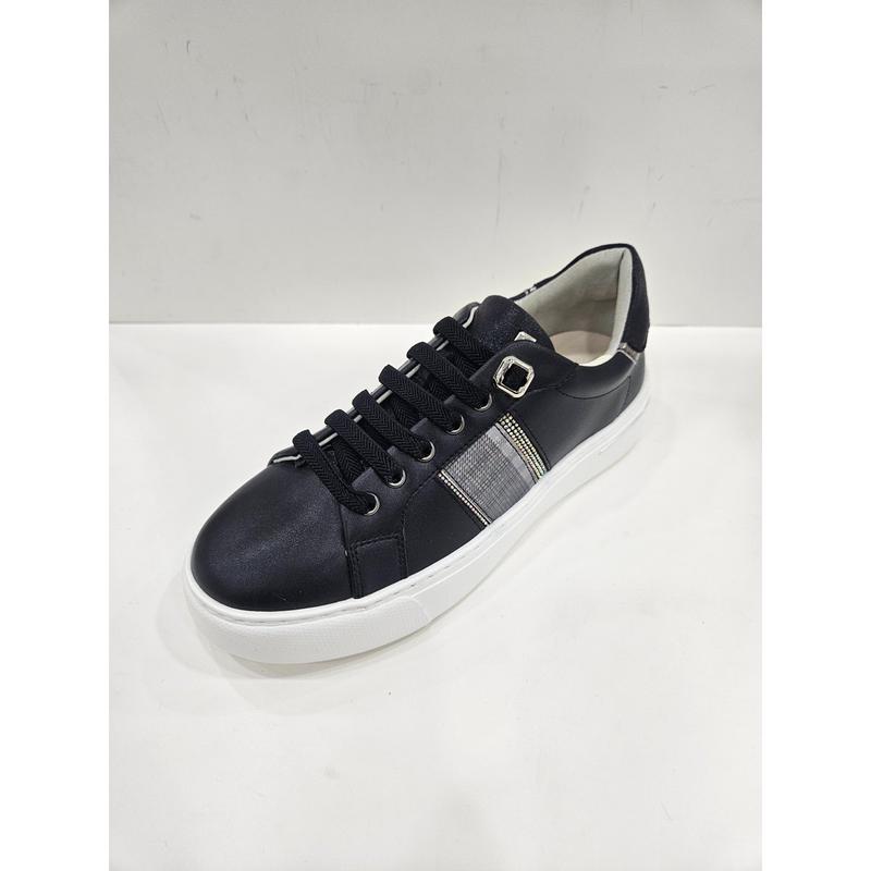 女性チェック柄PUホットフィックスポイントスニーカーヒールの高さ3CM PFDFHZ775BK_US