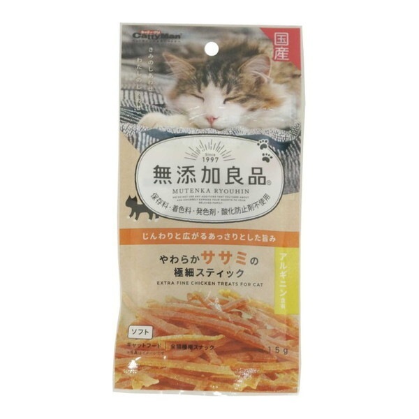 キャティーマン 無添加良品 やわらかササミの極細スティック 15g