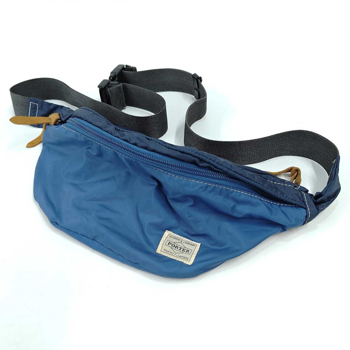 【中古】ポーター REEF リーフ ウエストバッグ 吉田カバン ボディバッグ L ブルー 813-08859 PORTER