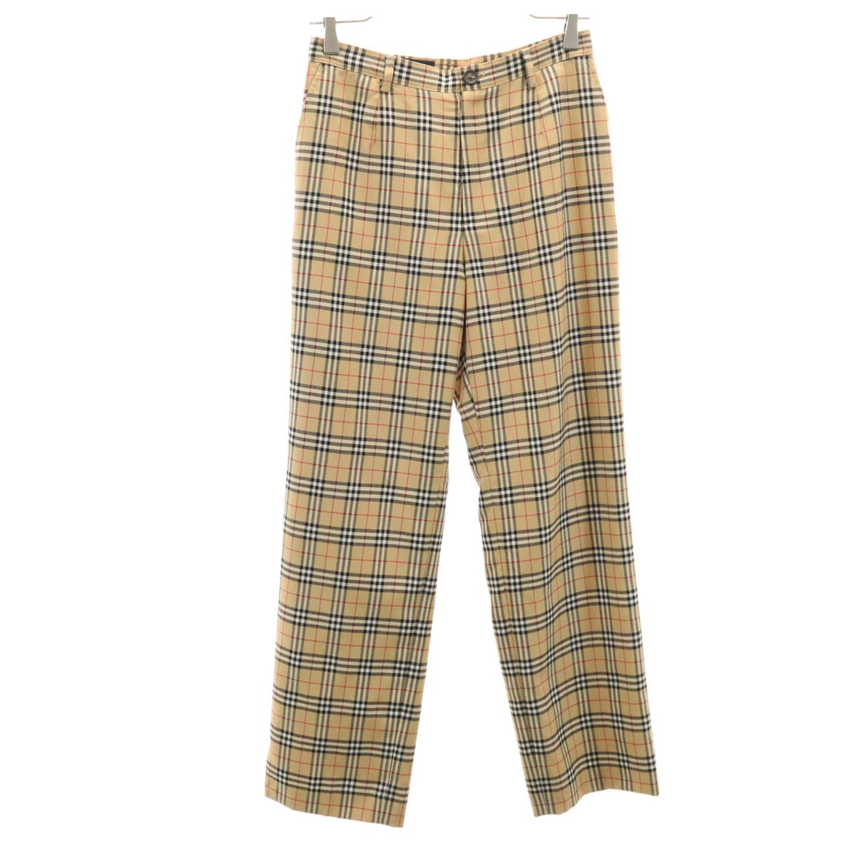 BURBERRY GOLF バーバリーゴルフ 日本製 ノバチェック ストレートパンツ 11 ベージュ 三陽商会 レディース 古着