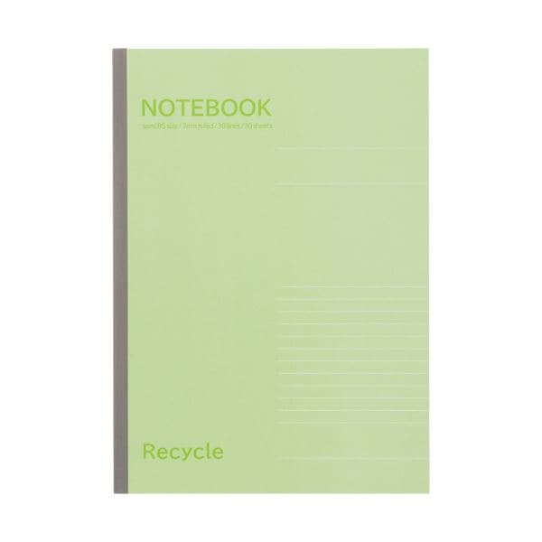 （まとめ）TANOSEE ノートブック再生紙セミB5 A罫7mm 30枚 グリーン 1冊 300セット