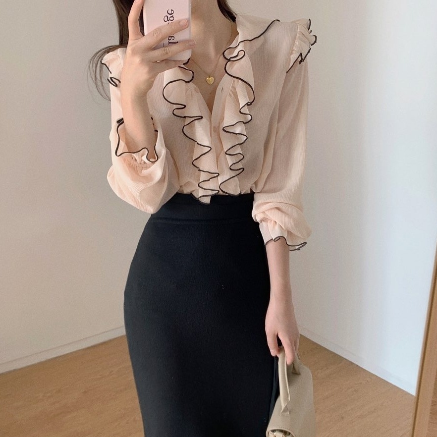 トップス レディース 送料無料 2色 ブラウス フリルスリーブブラウス ギャザー 長袖ブラウス シャーリング シフォンブラウス フラワープリント ドレスブラウス おしゃれ スタイル 小顔見せ 着痩せ