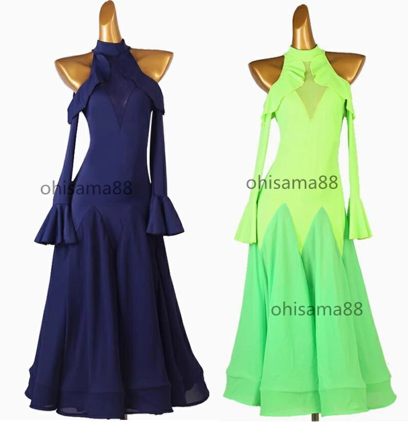 今も人気！モダン衣装 社交ダンスドレス レディース モダンドレス 大きい裾 練習着 団体ウエア ワルツ 競技用のドレス スタンダードドレス 試合 発表会ドレス ワンピース 社交ダンス衣装 ダン