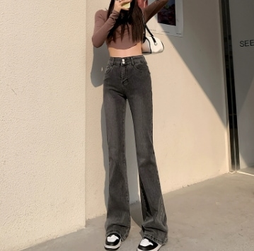 ブルーデニム ブーツカット スリム タイト パンツ Gパン ロング丈 細身 ストレート スマート ハイウエスト デニム 大人可愛い シンプル 大人 おしゃれ ヴィンテージ 大人女子 こなれ感 ラフ