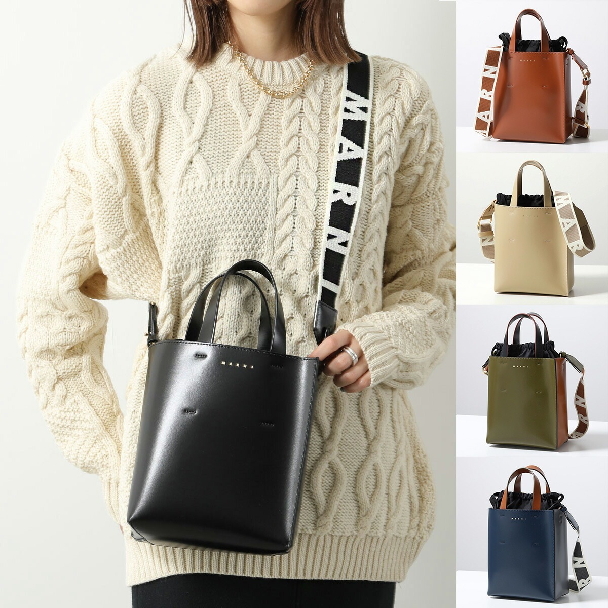 MARNI マルニ トートバッグ MUSEO MINI ミュゼオ ミニ SHMP0039U1 SHMP0039U2 LV639 レディース 巾着付き 鞄 カラー8色 SHMP0039U1LV63900