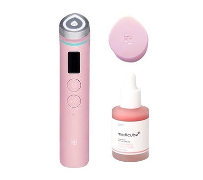 【新品未開封品】メディキューブ　スキンブースタープロ　ピンクPDRN Qoo10] メディキューブ 美顔器 ブースタープロ 本品+シリコンヘ : 美容