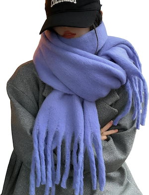 マフラー レディース 厚手 ストール 大判 秋 冬 肩掛け 巻き物 防寒 暖かい 単色 羽織り おしゃれ 可愛い (パープル 特大)