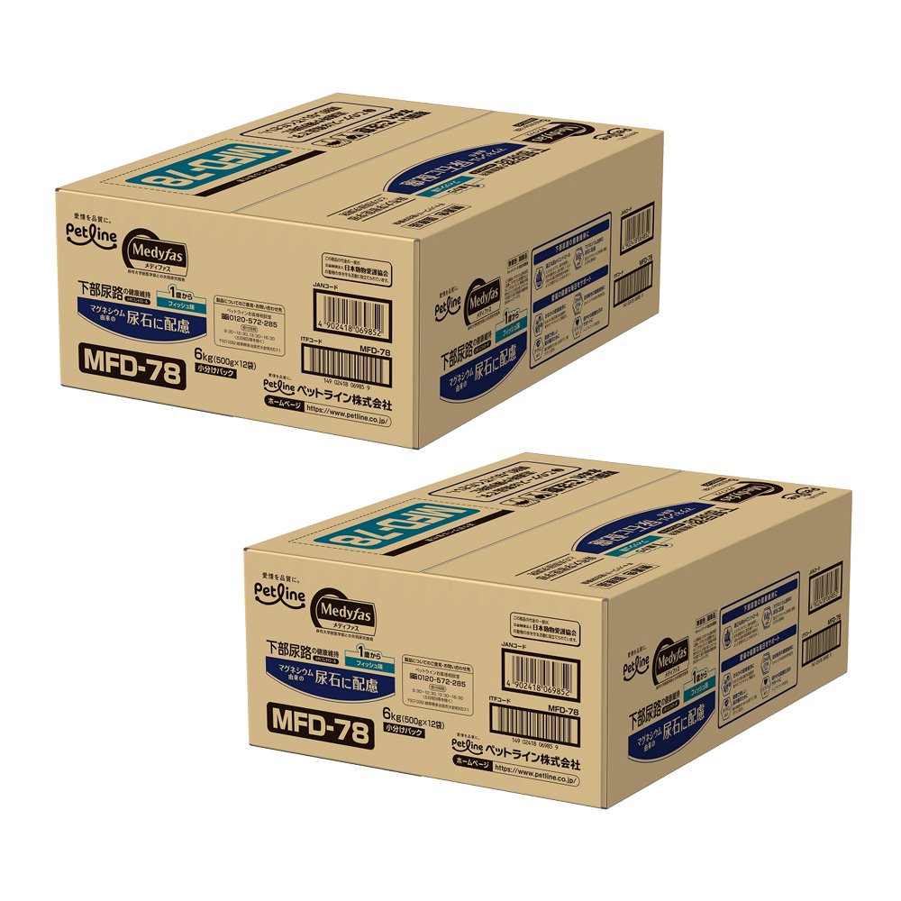 キャットフード　メディファス　１歳から　フィッシュ味　６ｋｇ（５００ｇX１２袋）X２個　お一人様１点限り　ＣＲＣ35―07―50―02―72