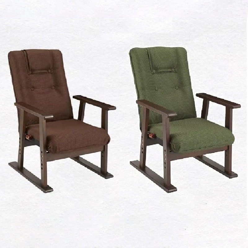 高座椅子 宮武製作所 YS-1630 リクライニング レバー式 高さ調節 肘付 布張り 木製 布地