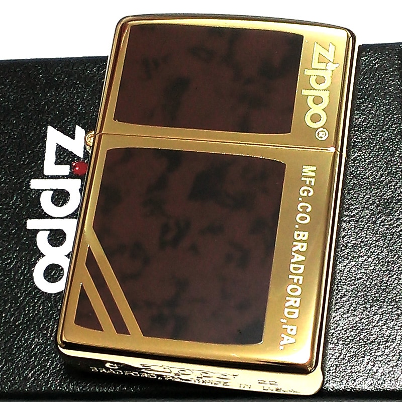 ZIPPO マーブル クラシックデザイン ゴールド＆ブラウン ジッポ ライター ダイアゴナルライン 金タンク 金 茶 かっこいい おしゃれ メンズ ギフト プレゼント