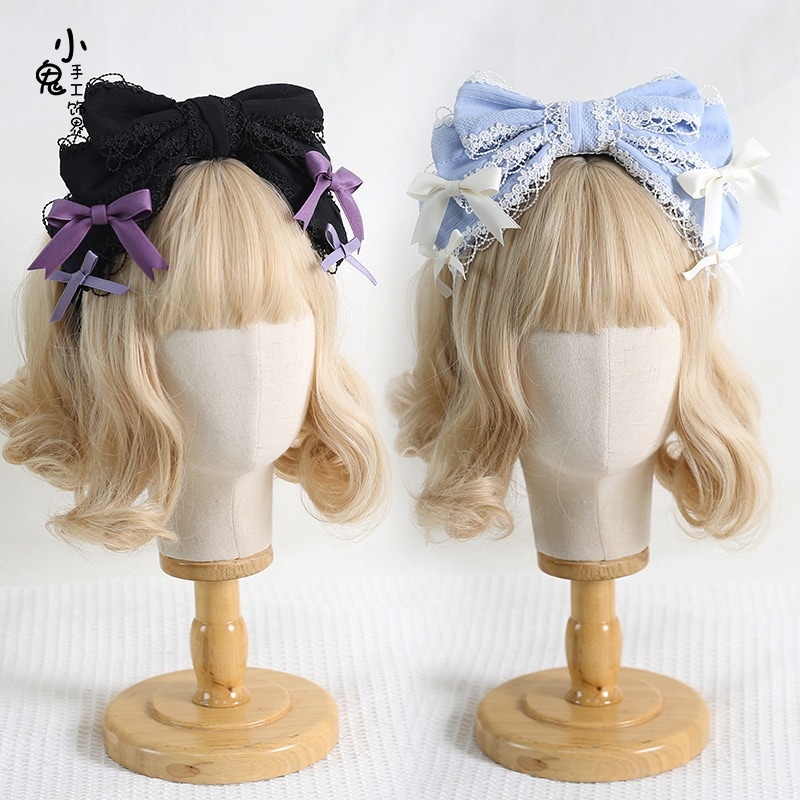 【1点ご購入 で10点プレゼントいたします】少女黒紫ゴシックdollLolita姫レース歯付き滑り止めリボンカチューシャ