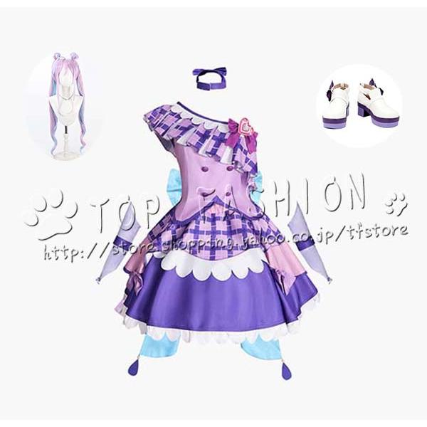 キミとアイドルプリキュア 紫雨こころ　キュアキュンキュン コスプレ衣装 ウィッグ 靴 クリスマス ハロウィン 文化祭188