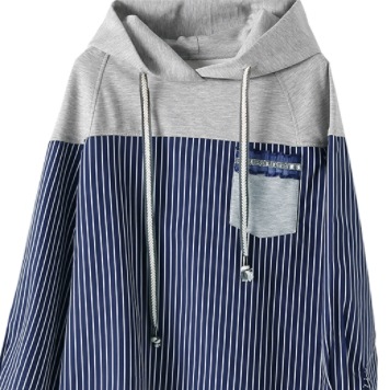 トップス カットソー トレーナー 長袖 切り替えデザイン ドッキング フード付き ストライプ 春 秋
