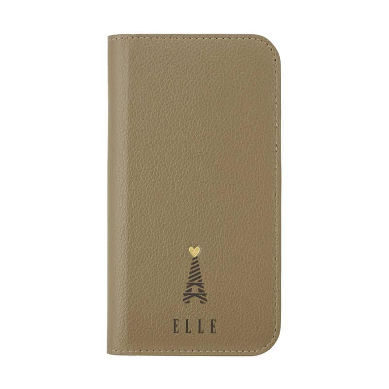 ELLE　Folio Case for iPhone 15 Pro Greige　ELGRIFLIP2361P
