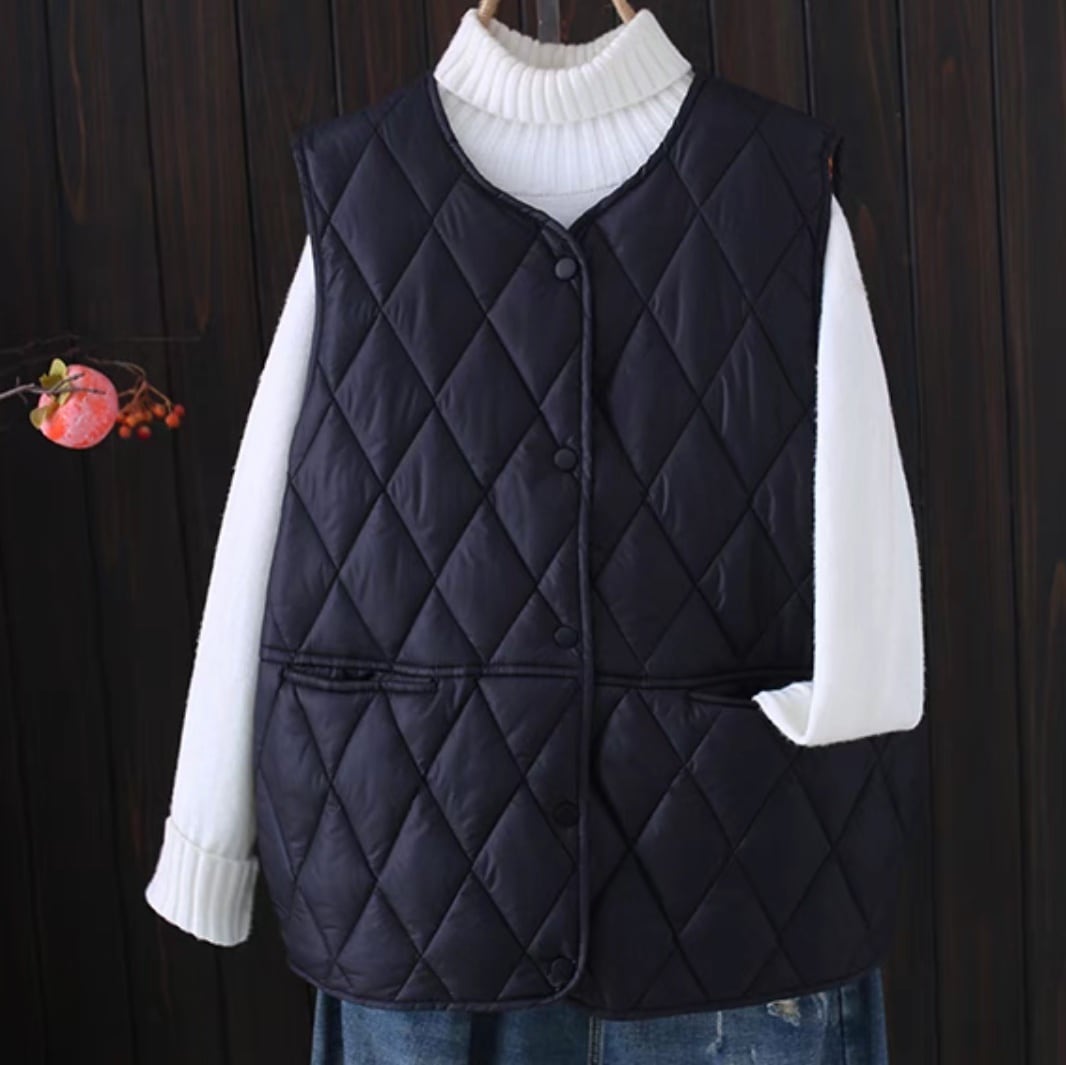 トップス ベスト アウター レディース 前開き 袖なし ノースリーブ ラウンドネック ストリート 綿 コットン きれいめ シンプル カジュアル 上品 おしゃれ かっこいい レトロ 抜け感 ベーシック