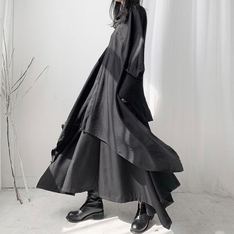 【クラシックに上品】 一枚で視線を奪うシャツ+スカートワンピースセット