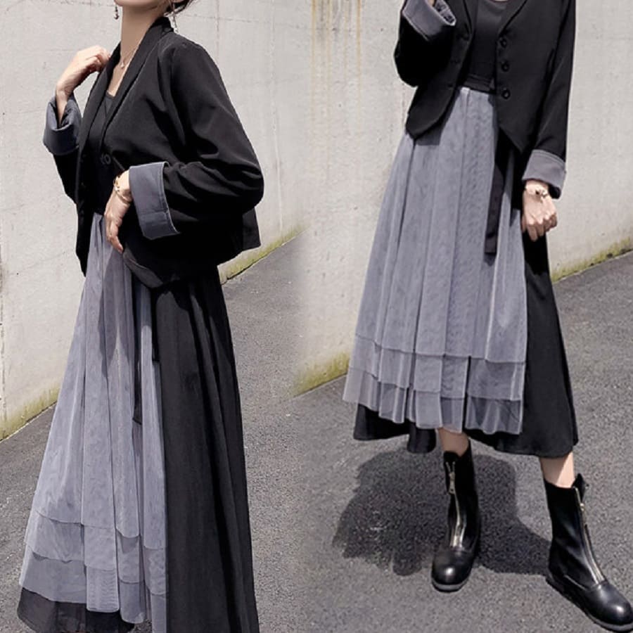 大人気 上品 ワンピース セット スーツ 韓国 ハイウエスト ファッション 10代 20代 30代 40代 ファッション 10216