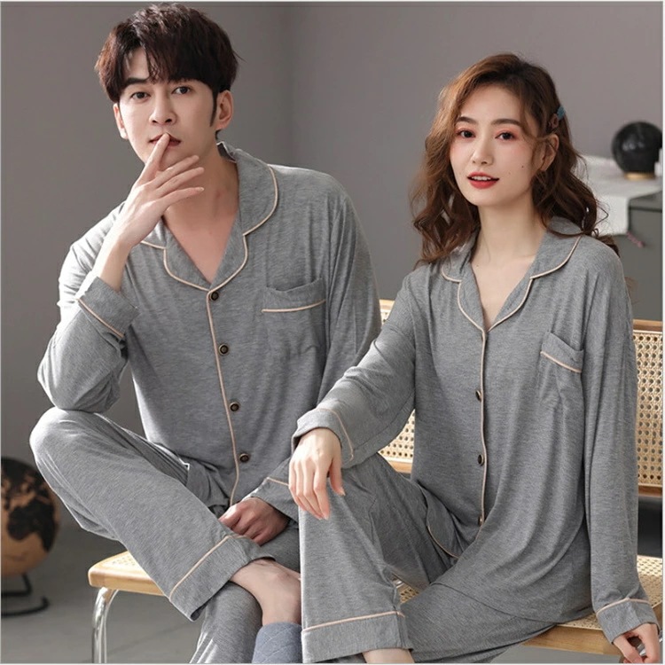 ルームウエア パジャマ レディース メンズ カップル トップス & ロングパンツ 春 夏 秋 上下セット 部屋着 前開き 冷え性対策 柔らかい 暖かい 肌触りがいい 7color 着痩せ イベント M