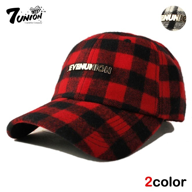 セブンユニオン ストラップバックキャップ 帽子 メンズ レディース チェック フリーサイズ