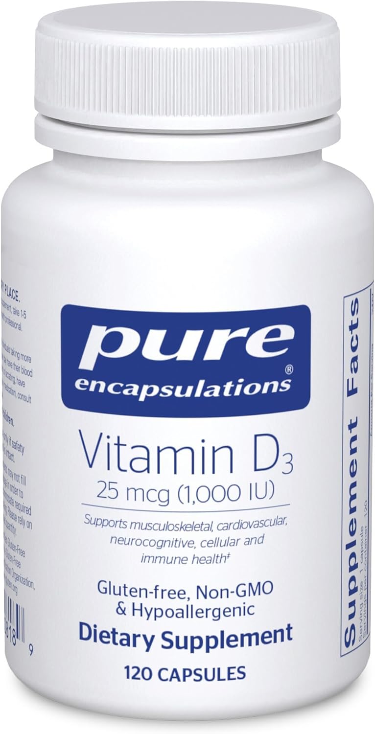アメリカ医師の推薦 Pure Encapsulations Vitamin D3 25 mcg (1,000 IU) 120カプセル