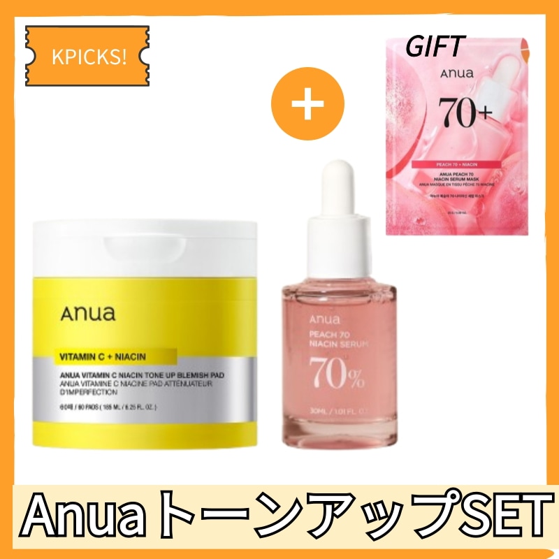 ビタミンC ナイアシン トーンアップ くすみパッド 60枚+桃70％ナイアシンセラム, 30mL+桃70 ナイアシン アミド セラム パック