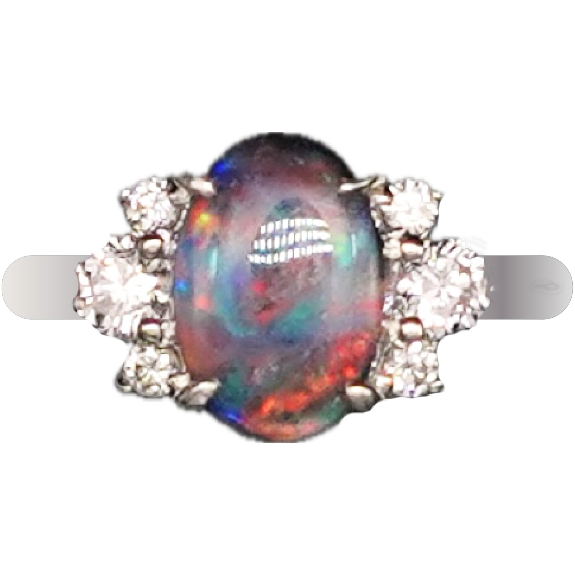 ゴルド　リング　ブラックオパール約0.71ct　Pt900　D0.05ct