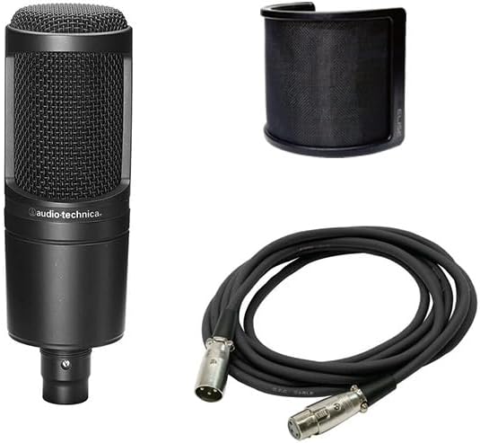オーディオテクニカ AT2020 コンデンサーマイク + ポップフィルター + XLRケーブル(3m) セット (テレワーク/在宅勤務/生放送/録音/ポッドキャスト/実況/ゲーミング)