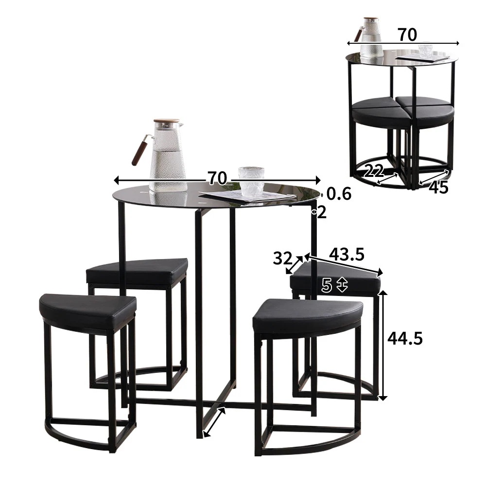 【日本国内出荷-3日で配達】韓国版 ファッション ダイニングセット 食卓セット ダイニングテーブルセット4人用 ダイニングテーブルとスチールセット 4人掛け ガラス DJYC51