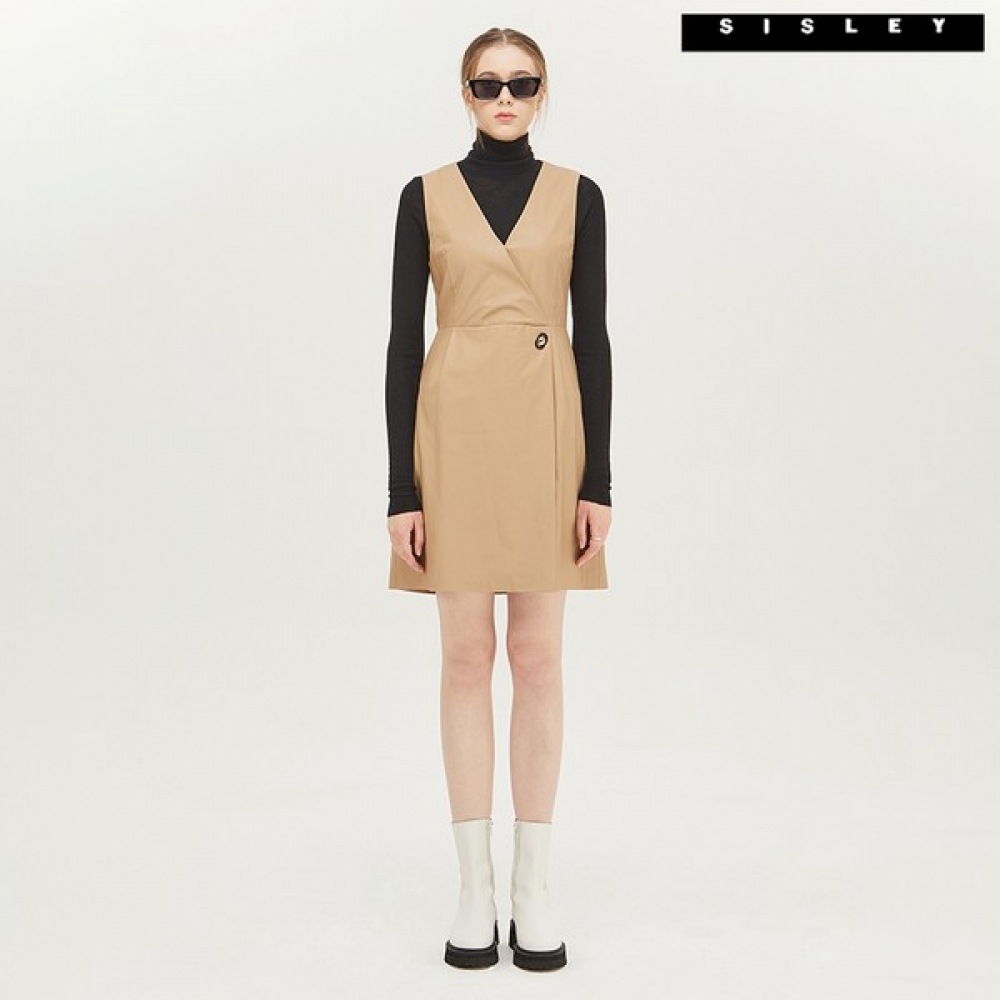 (シスレー) シスレーフェイクレザーノースリーブワンピース SAOP06141_BG