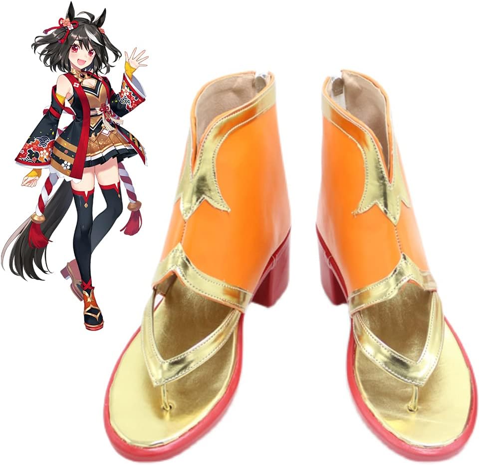 コスプレ靴 ウマ娘 プリティーダービー キタサンブラック 勝負服 ブーツ 下駄 シューズ 長靴 コスプレ クリスマス ハロウィン