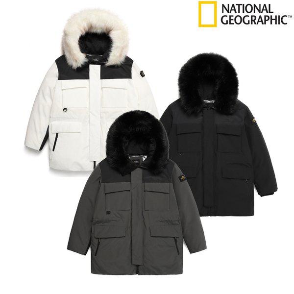 [始興店] N234UDW140 男女共用 オーガスティン ファー トリミング 中丈 グース フーディ ダウン ジャンパー