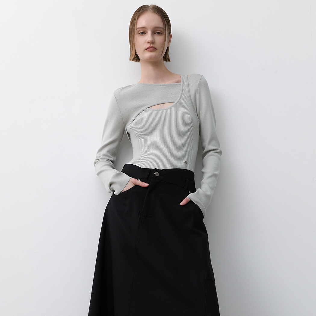 (T-7013)CITA FAKE LAYERED KNIT