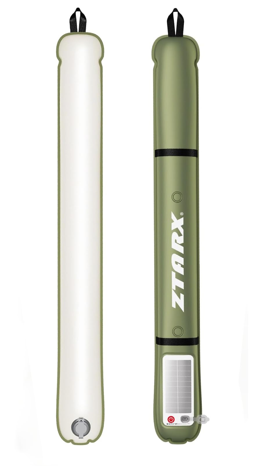 & ZTARXソーラーランタン 太陽光＆USB Type-Cツーインワン充電 2000mAhバッテリー コンパクトエアライト TPU材質チューブライト インフレータブルライト チャージャー 300ルー