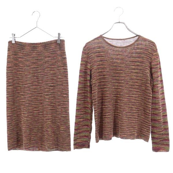 イタリア製 総柄 長袖 スカートスーツ 上下セットアップ 44/42 レディース