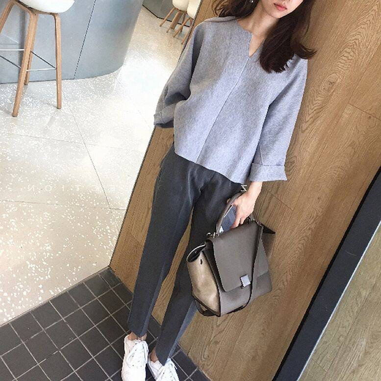 レディース カットソー+センタープレスパンツセットアップ パンツセットアップ ワンマイルセットアップ トップス パンツ セットアップ カットソー プルオーバー テーパードパンツ オールインワン 長袖 5,916円