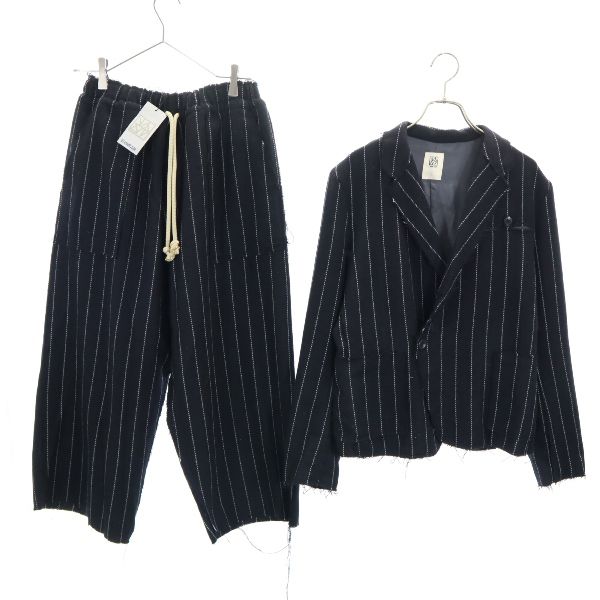 未使用 バースト222 16AW ウールブレンド 日本製 ストライプ柄 スーツ 上下セットアップ 1 黒 vast222 メンズ