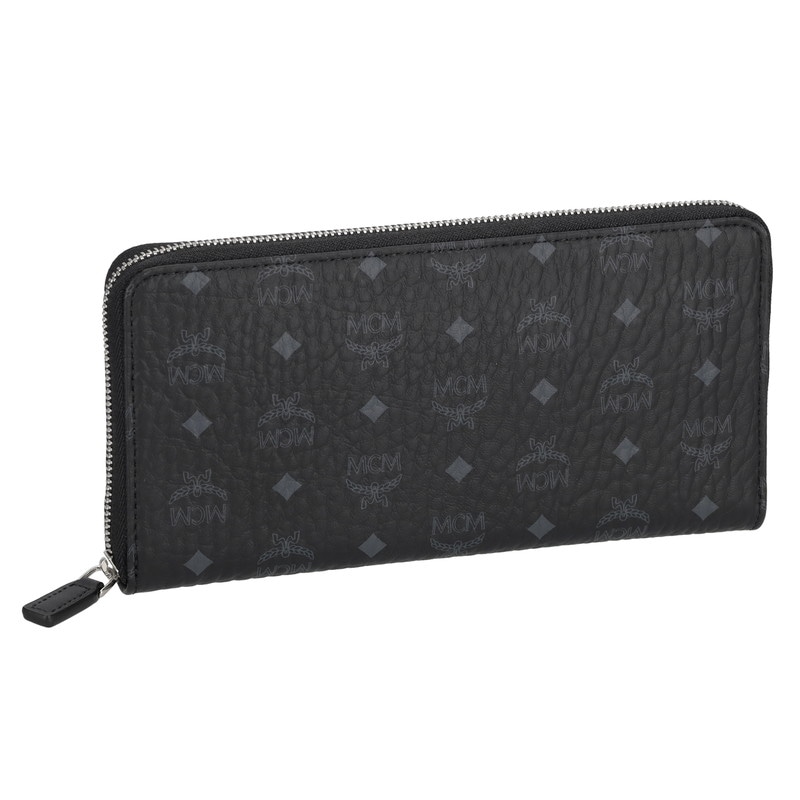 MCM MXLDSTA02-BK001 エムシーエム ラウンドファスナー長財布 コーテッドキャンバス/レザー ブラック