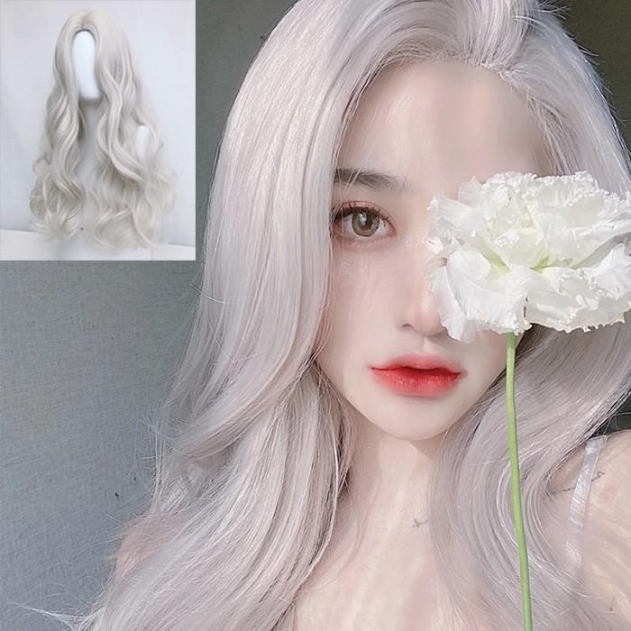 【超お得1つ買うと10個もらえる】[今日は安い-出荷が早い]ウィッグ フルウィッグ 長髪 シルバー ロング 巻き髪 ロングウィッグ ハロウィン 原宿風 かつら コスプレ コスチューム 仮装 大人用 普