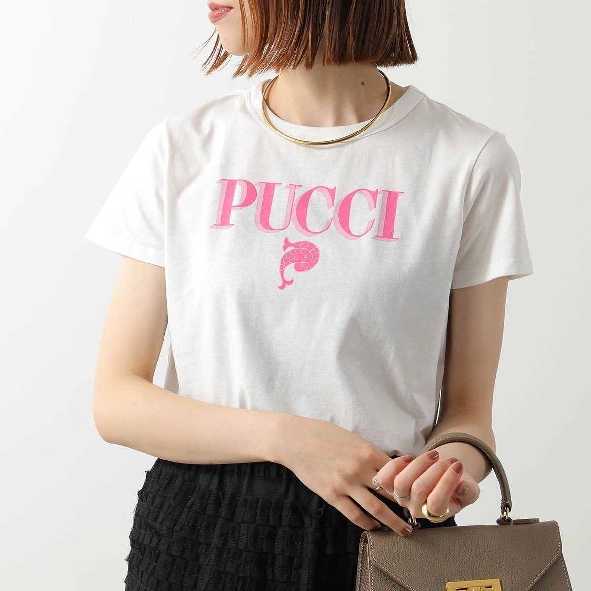 EMILIO PUCCI KIDS エミリオプッチ キッズ Tシャツ PX8A31 Z3186 レディース ガールズ 半袖 カットソー ロゴT クルーネック コットン 101RS 【ts】