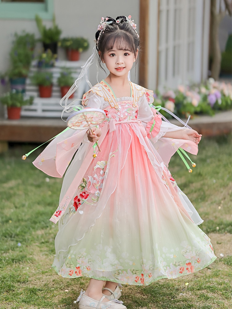 花神漢服女の子2024春秋子供古代風スーパー妖精民族風スカート中秋風女の子古代衣装