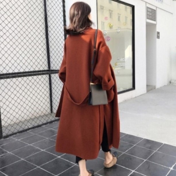 ロングコート チェスターコート アウター サイドスリット オーバーサイズ ウールコート レディース