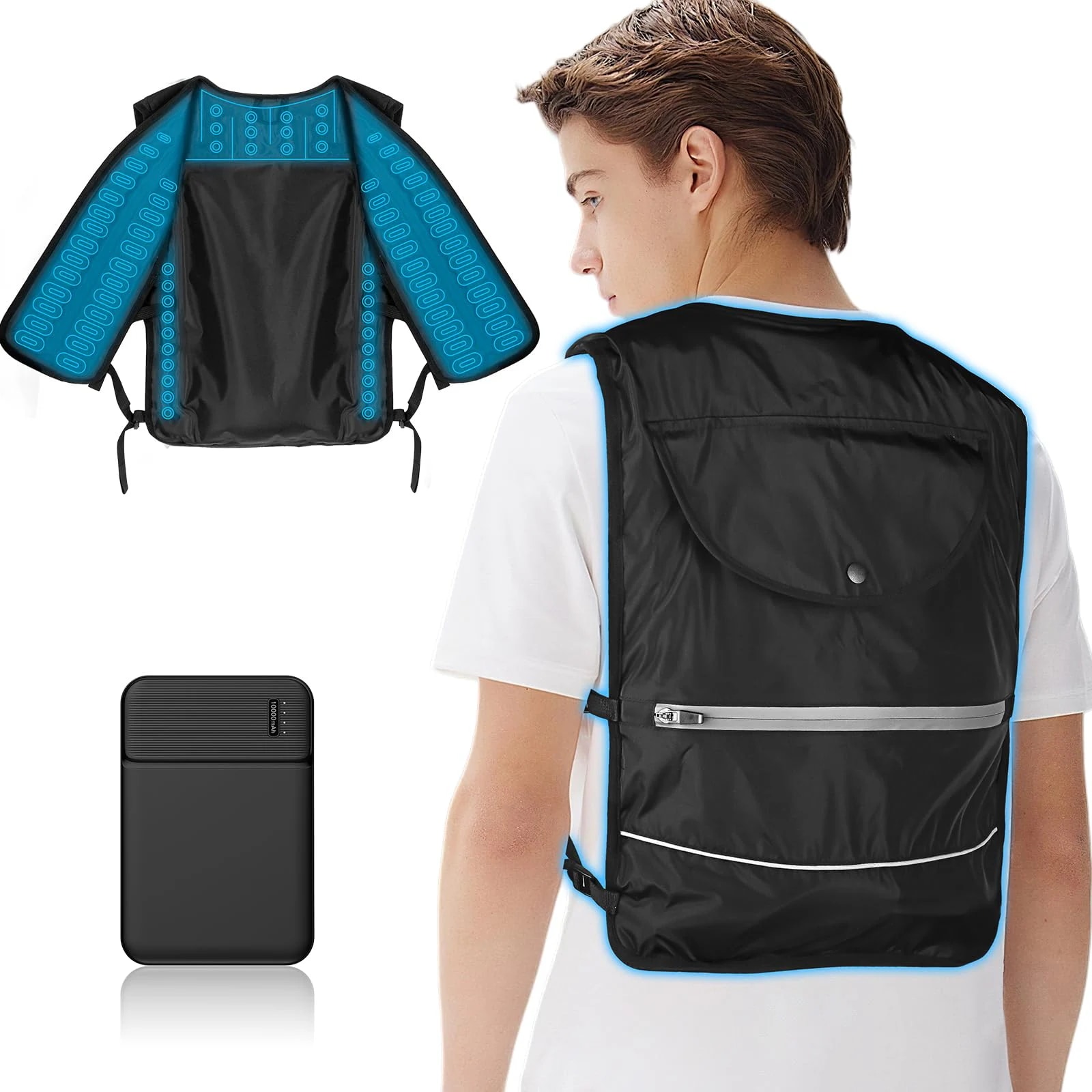 冷却ベスト 冷水服 全面水冷 10000mAhバッテリー付き 接触冷感 涼しい 熱中症対策グッズ 保冷服 チューブ不要 男女兼用 サイズ調整可能 夏のプレゼント ギフト 17,980円