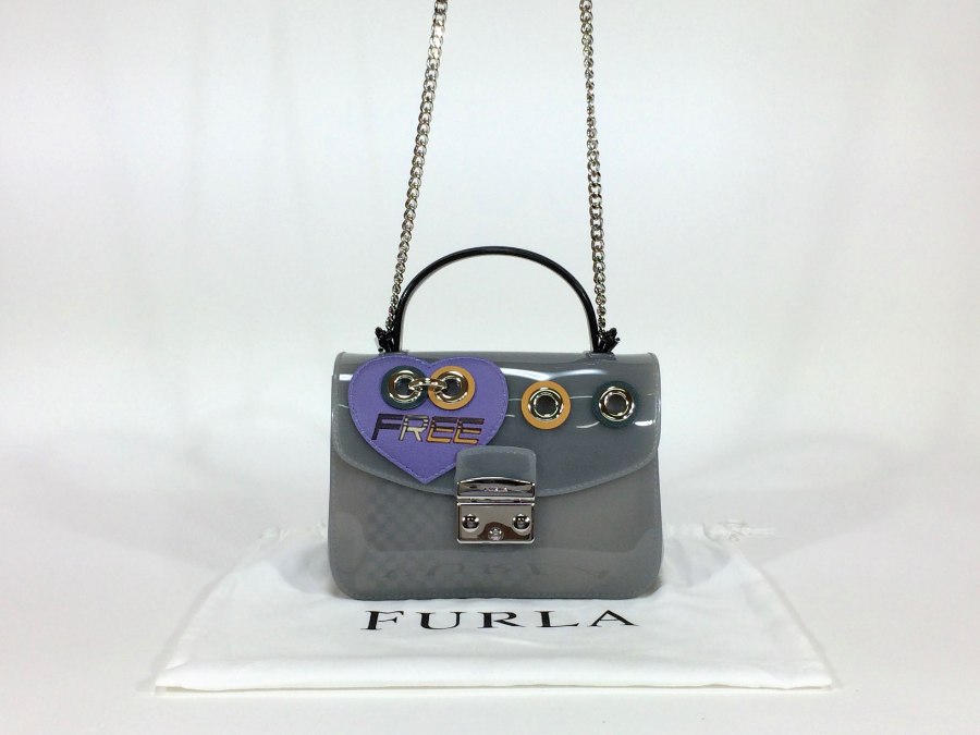 ハンドバッグ キャンディ PVC チェーンショルダー ストラップ保存袋あり 【中古品】