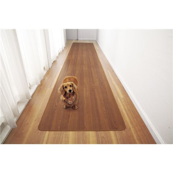 木目調廊下敷きブラウン 80x180cm