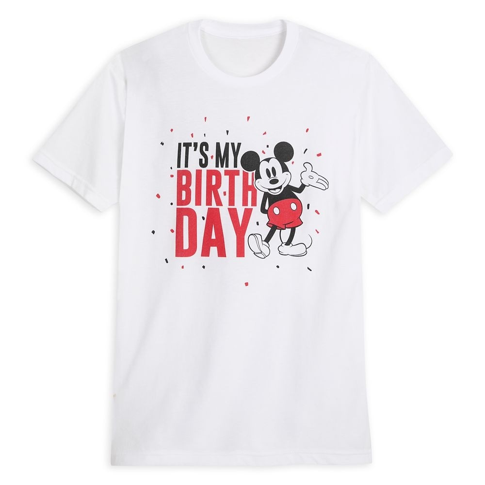 ディズニーミッキーマウス「イッツ・マイ・バースデー」Tシャツ大人用