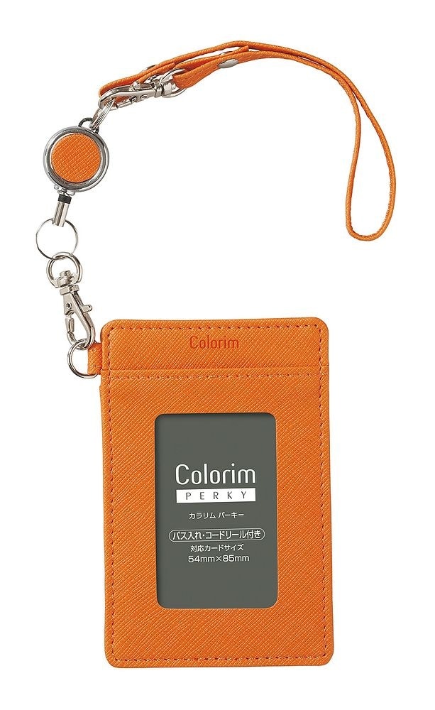 （まとめ買い）カラリムパーキー パス入れ パスケース シングル リール付 オレンジ CRPP-02R-O [x3]